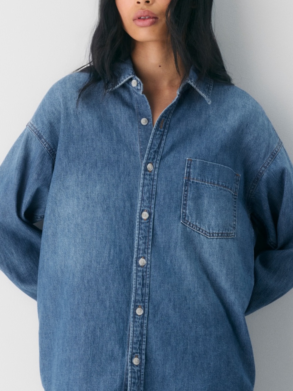 Denim Forum Blue Oversized Button-Down Shirt